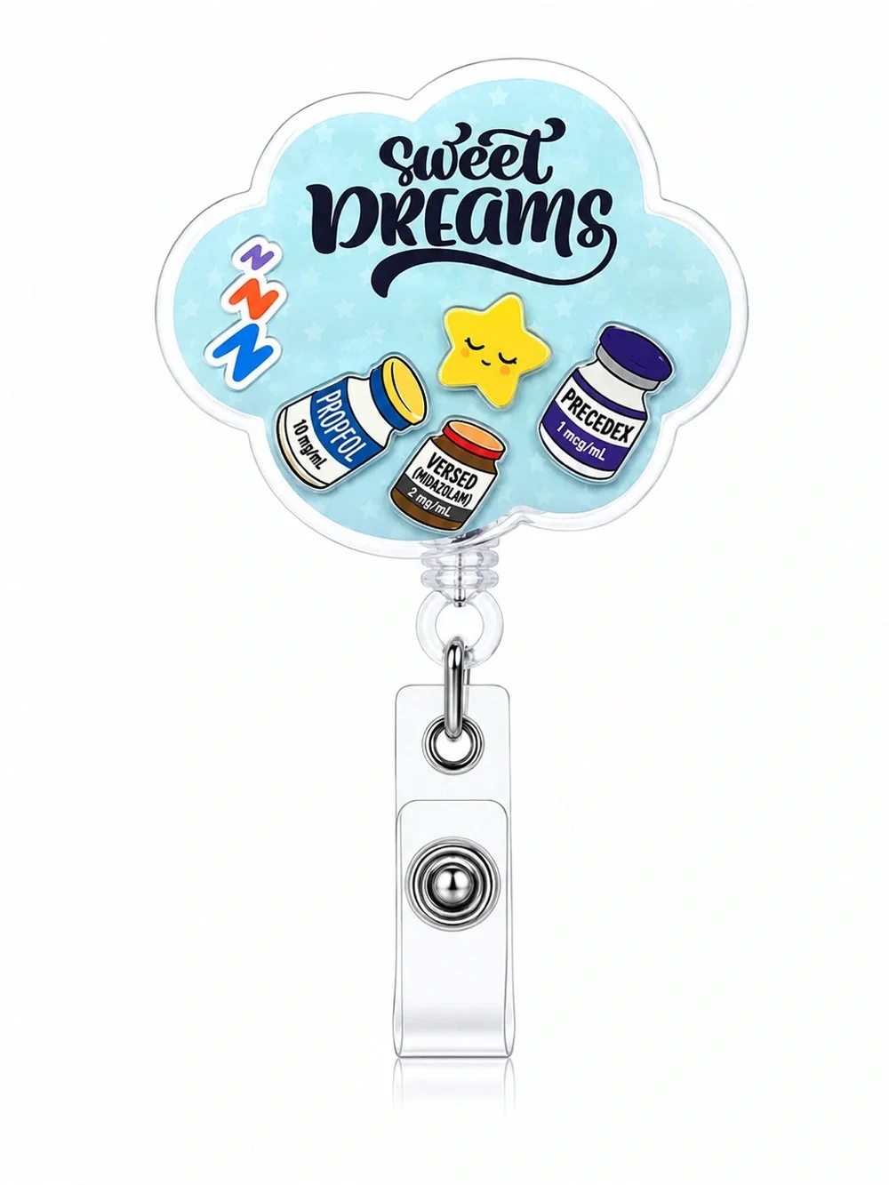 Sweet Dreams Blue Cloud Badge Reel for Healthcare Professionals